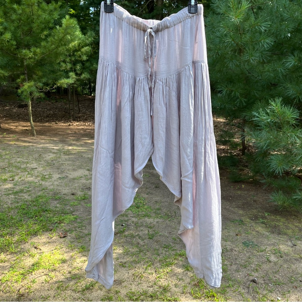Y2K Harem Pants Rayon Light Gray